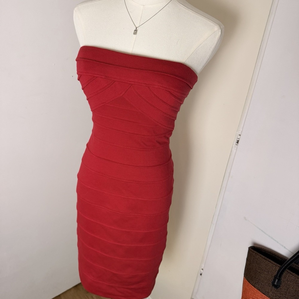 BCBGMAXAZRIA Women's Red Sleeveless Midi Dress Size 2 Vintage